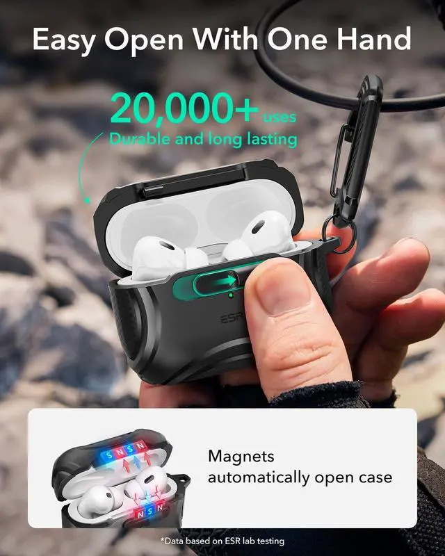 Alt view image 5 of 7 - for AirPods Pro 2 Case (2023/2022/2019, 2nd/1st Gen), Compatible with AirPods Pro 2nd Generation (USB-C/Lightning Cable), Effortless MagSafe, Drop-Proof Lock, Easy Open, Cyber Series, Black