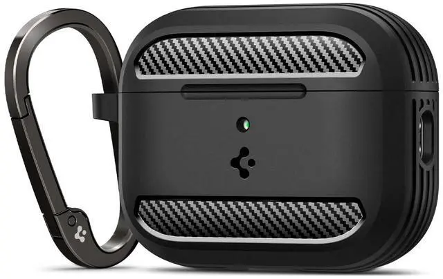 Main image of Rugged Armor Designed for AirPods Pro 3 Case (2025) | TPU & PC Dual Layer Protection, Included Carabiner, Wireless Charging Compatible - Matte Black