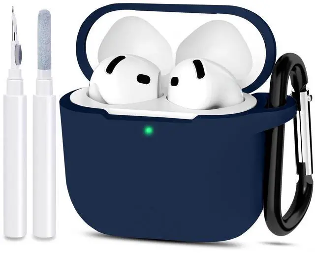Main image of Compatible with AirPods 4 Case Cover, Protective Silicone Skin Accessories with Keychain for Women Men for Apple AirPods 4th Generation Case(2024), Front LED VisibleMidnight Blue
