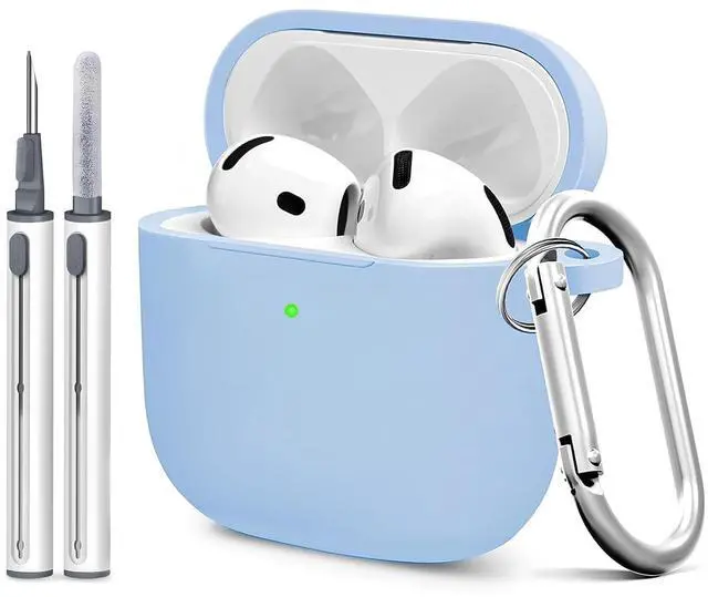 Main image of for Airpods 4th Case Cover, Come with Cleaner Kit,Soft Skin Silicone Case Cover with Keychain, Full Protective Case for Men and Women, Compatible with AirPods 4th Generation Case,Sky Blue