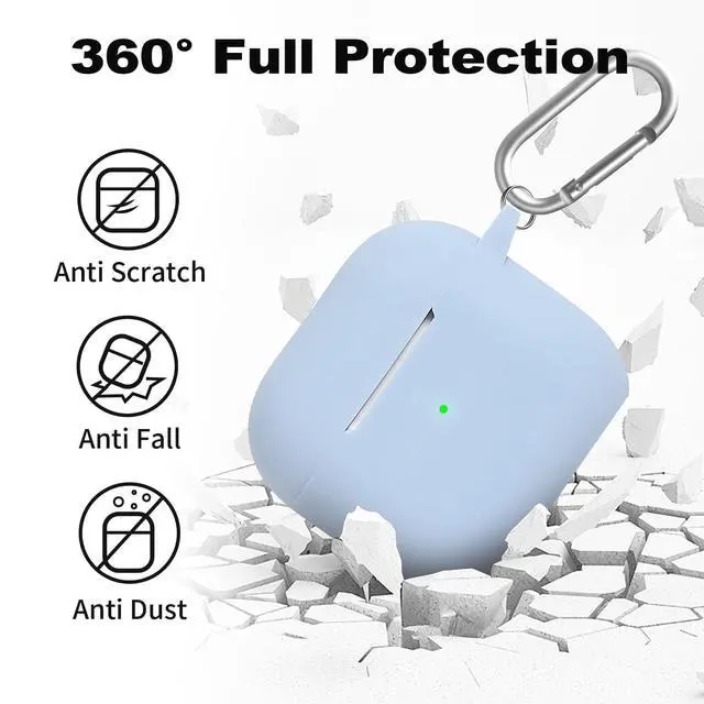 Alt view image 4 of 7 - for Airpods 4th Case Cover, Come with Cleaner Kit,Soft Skin Silicone Case Cover with Keychain, Full Protective Case for Men and Women, Compatible with AirPods 4th Generation Case,Sky Blue