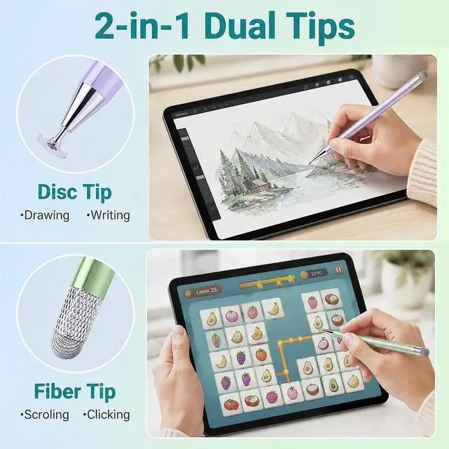Alt view image 2 of 7 - Stylus Pen for Touchscreen ipad.2-in-1 Tip for Nintendo Switch