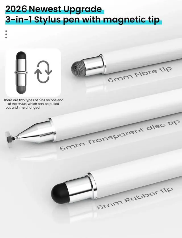Alt view image 2 of 7 - Stylus Pen for Touchscreen, 3-in-1 Universal Tablet Pen