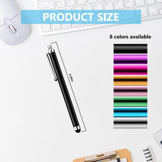 Alt view image 2 of 7 - 10 Pack Stylus Pen for All capacitive Touch Screens Suitable for iPhone Ipad Samsung Galaxy Tablets Black