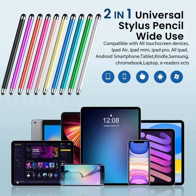 Alt view image 2 of 7 - Stylus Pen for Touchscreen (10PCS), 2 in 1 Rubber iPad Stylists Pen