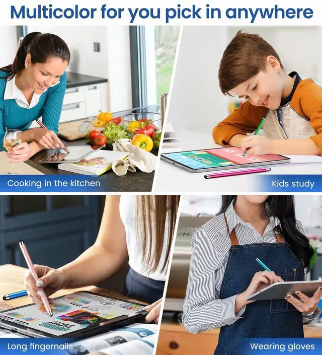 Alt view image 6 of 7 - Stylus Pen for Touchscreen (10PCS), 2 in 1 Rubber iPad Stylists Pen