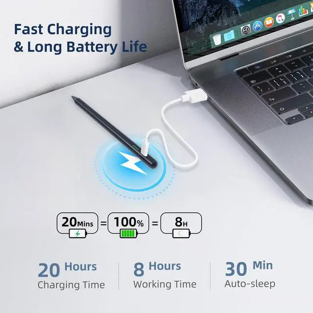 Alt view image 3 of 7 - Stylus Pen for Apple iPad 2018-2026 with Fast Charge Palm Rejection