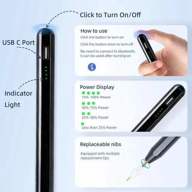 Alt view image 5 of 7 - Stylus Pen for Apple iPad 2018-2026 with Fast Charge Palm Rejection