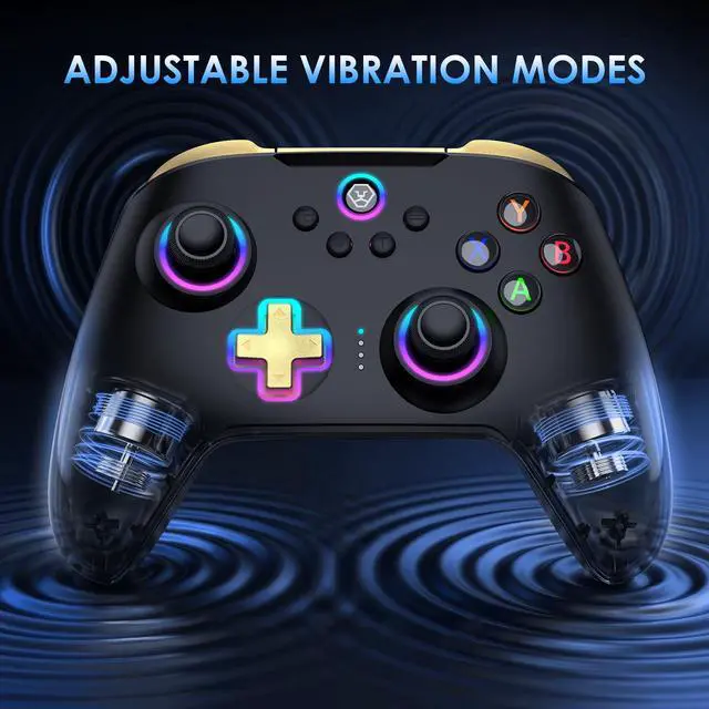 Alt view image 5 of 7 - Wireless PC Controller with Hall Effect Joystick, 2.4G Wireless & Wired 1000Hz Polling Rate, Turbo & Dual Vibration, RGB Lighting, Gaming Controller for PC/Switch/iOS/Android, Black