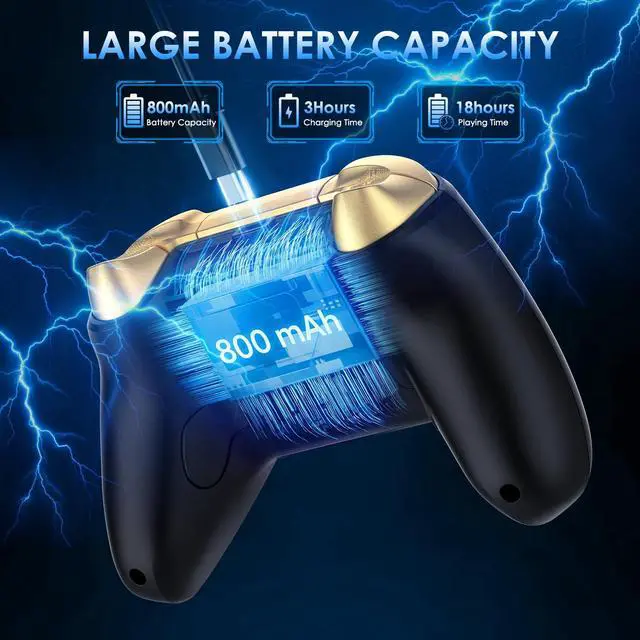 Alt view image 6 of 7 - Wireless PC Controller with Hall Effect Joystick, 2.4G Wireless & Wired 1000Hz Polling Rate, Turbo & Dual Vibration, RGB Lighting, Gaming Controller for PC/Switch/iOS/Android, Black