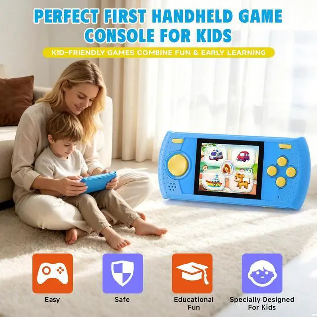Alt view image 3 of 7 - Handheld Game for Kids, Portable Video Gaming Player with 230 Classic Games, Rechargeable Travel Mini Arcade, 3.0'' HD Screen Electronic Toys for Boys Girls, Ideal Road Trip & Air Travel Gifts (Blue)