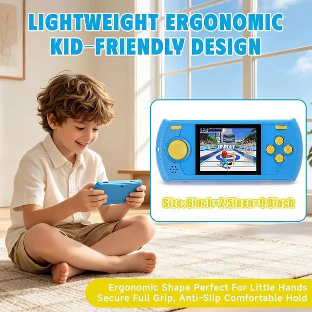 Alt view image 5 of 7 - Handheld Game for Kids, Portable Video Gaming Player with 230 Classic Games, Rechargeable Travel Mini Arcade, 3.0'' HD Screen Electronic Toys for Boys Girls, Ideal Road Trip & Air Travel Gifts (Blue)