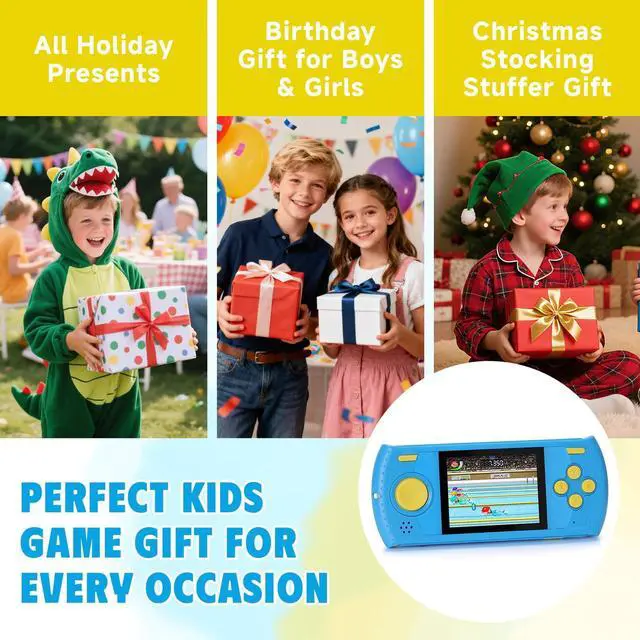 Alt view image 7 of 7 - Handheld Game for Kids, Portable Video Gaming Player with 230 Classic Games, Rechargeable Travel Mini Arcade, 3.0'' HD Screen Electronic Toys for Boys Girls, Ideal Road Trip & Air Travel Gifts (Blue)