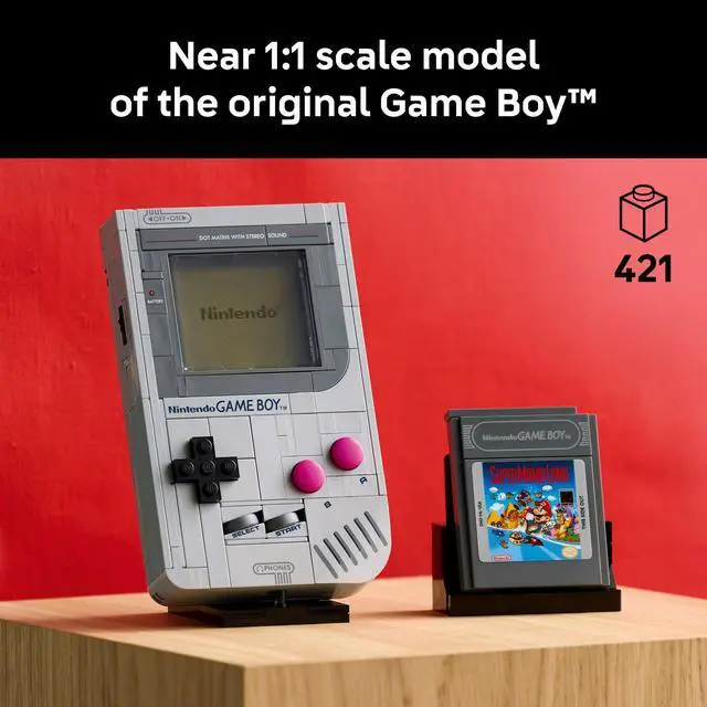 Alt view image 2 of 6 - Super Mario Game Boy - Retro Building Sets for Adults, Ages 18+ - Gifts for Birthdays - Collectible Model with Game Paks and Display Stand - 72046