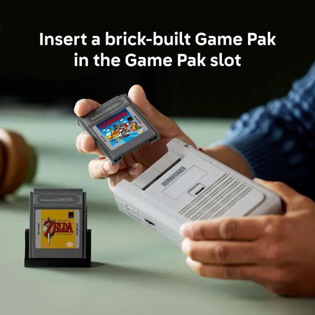 Alt view image 4 of 6 - Super Mario Game Boy - Retro Building Sets for Adults, Ages 18+ - Gifts for Birthdays - Collectible Model with Game Paks and Display Stand - 72046