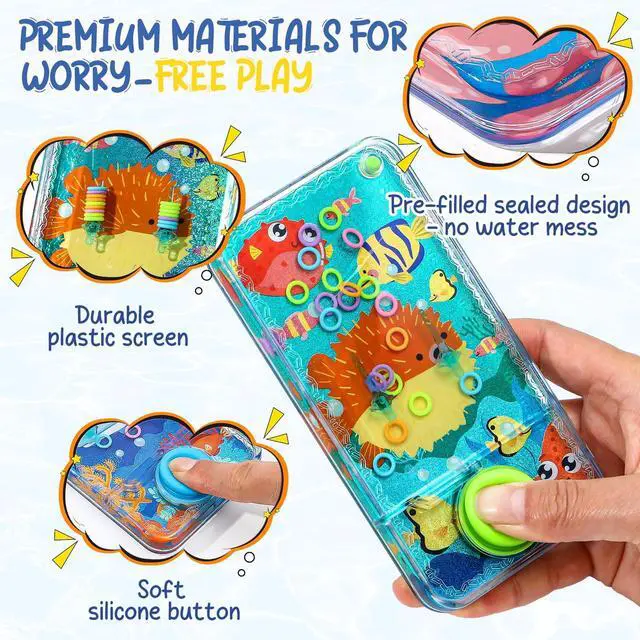 Alt view image 3 of 7 - 12 Pack Handheld Water Games for Kids, Water Ring Toss Handheld Games Under the Sea Party Favors Goodie Bag Stuffers Classroom Rewards for Boys Girls, Stress-Relief Car Games Travel Toys