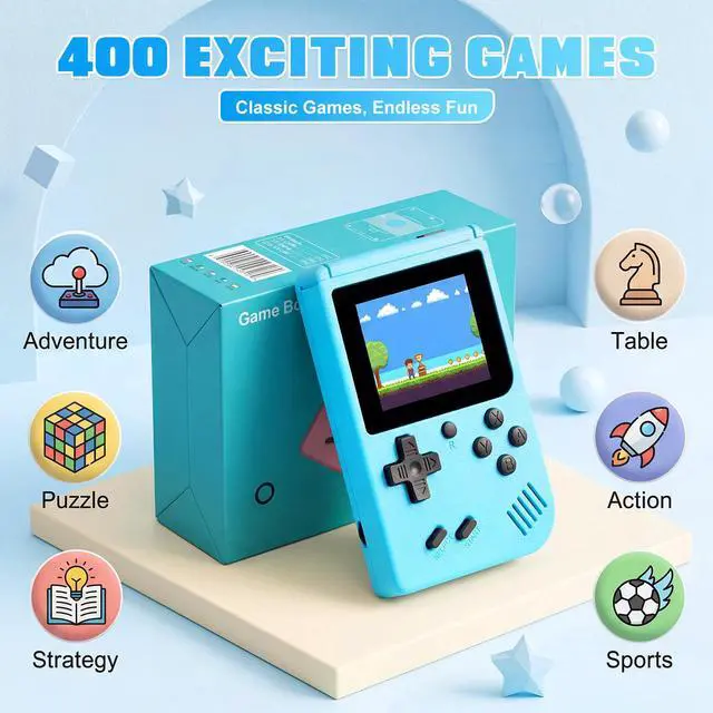 Alt view image 2 of 6 - Retro Handheld Game Console, Built-in 400 Classic Video Games, Portable Mini Video Gaming Emulator with 3.0" IPS Screen and Rechargeable Battery, Retro Gaming Device Player