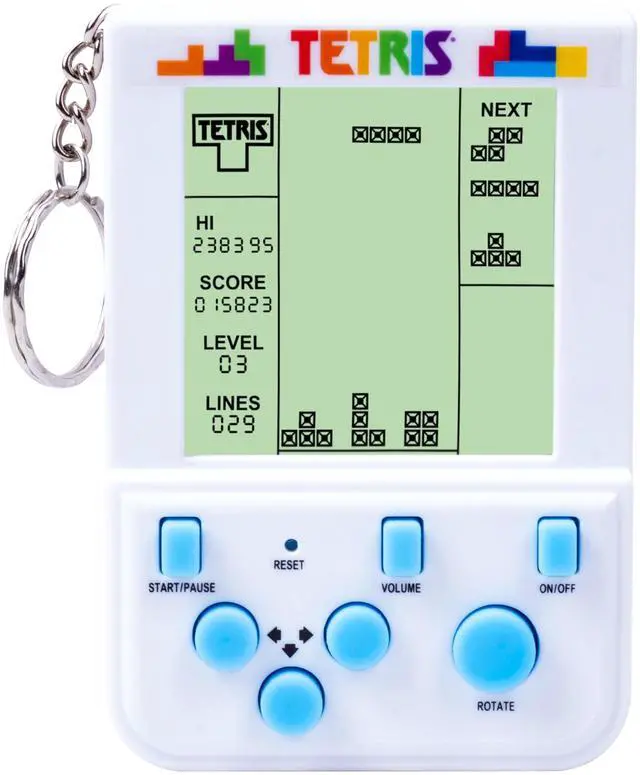 Main image of Tetris Keyring Handheld Arcade Game Officially Licensed Mini Retro Console with LCD Screen, Sounds & 2 Game Modes Portable Classic Puzzle Toy, Travel Gift, Retro Gamer. Officially Licensed.