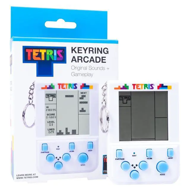 Alt view image 2 of 7 - Tetris Keyring Handheld Arcade Game Officially Licensed Mini Retro Console with LCD Screen, Sounds & 2 Game Modes Portable Classic Puzzle Toy, Travel Gift, Retro Gamer. Officially Licensed.