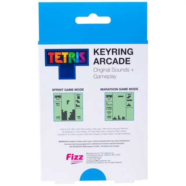 Alt view image 3 of 7 - Tetris Keyring Handheld Arcade Game Officially Licensed Mini Retro Console with LCD Screen, Sounds & 2 Game Modes Portable Classic Puzzle Toy, Travel Gift, Retro Gamer. Officially Licensed.