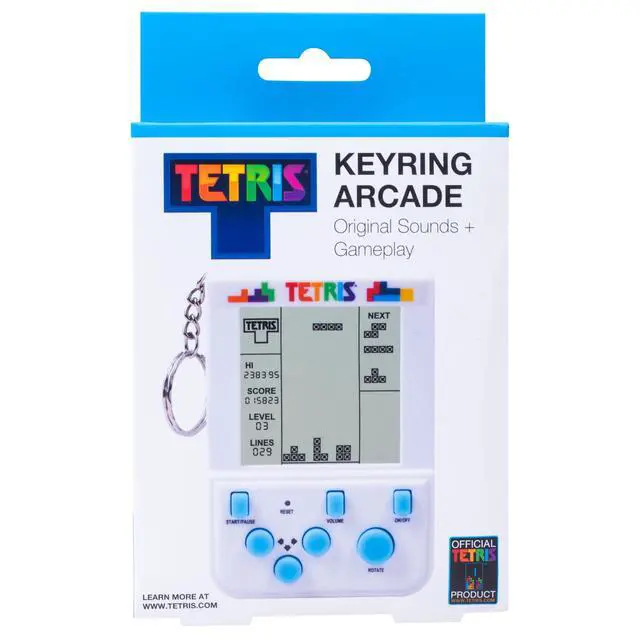 Alt view image 4 of 7 - Tetris Keyring Handheld Arcade Game Officially Licensed Mini Retro Console with LCD Screen, Sounds & 2 Game Modes Portable Classic Puzzle Toy, Travel Gift, Retro Gamer. Officially Licensed.