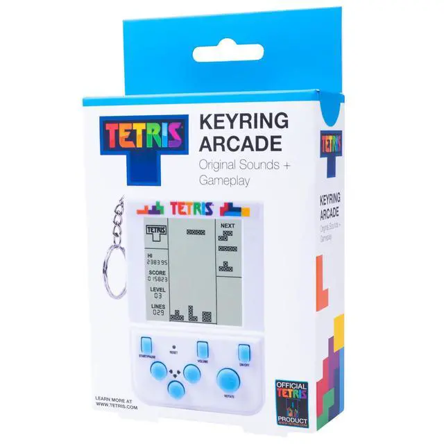 Alt view image 5 of 7 - Tetris Keyring Handheld Arcade Game Officially Licensed Mini Retro Console with LCD Screen, Sounds & 2 Game Modes Portable Classic Puzzle Toy, Travel Gift, Retro Gamer. Officially Licensed.