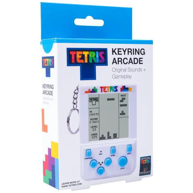 Alt view image 6 of 7 - Tetris Keyring Handheld Arcade Game Officially Licensed Mini Retro Console with LCD Screen, Sounds & 2 Game Modes Portable Classic Puzzle Toy, Travel Gift, Retro Gamer. Officially Licensed.