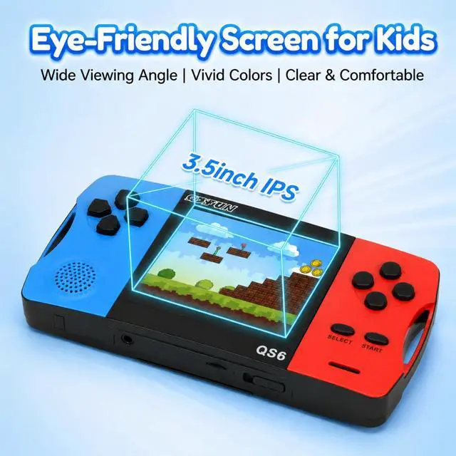 Alt view image 2 of 7 - Handheld Game Console for Kids 3.5" IPS Large Screen Rechargeable,Preloaded 216 Video Games ,Arcade Electronic Toy Birthday Xmas Present for GirlsBlueRed