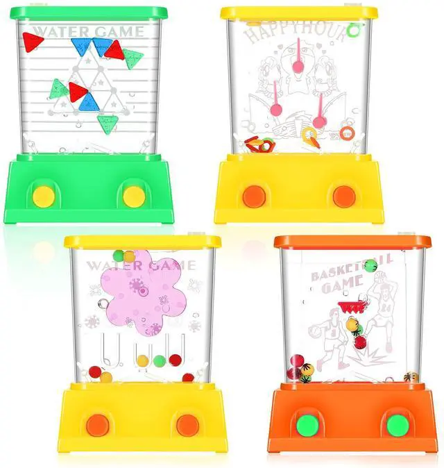 Main image of 4 Pieces Water Games Handheld for Kid Small Retro Waterful Ring Toss Handheld Game Birthday Goodie Bags Stuffers School Classroom Prize Reward Pastime Car Toy Fidget for Boy Girl(Lovely Style)