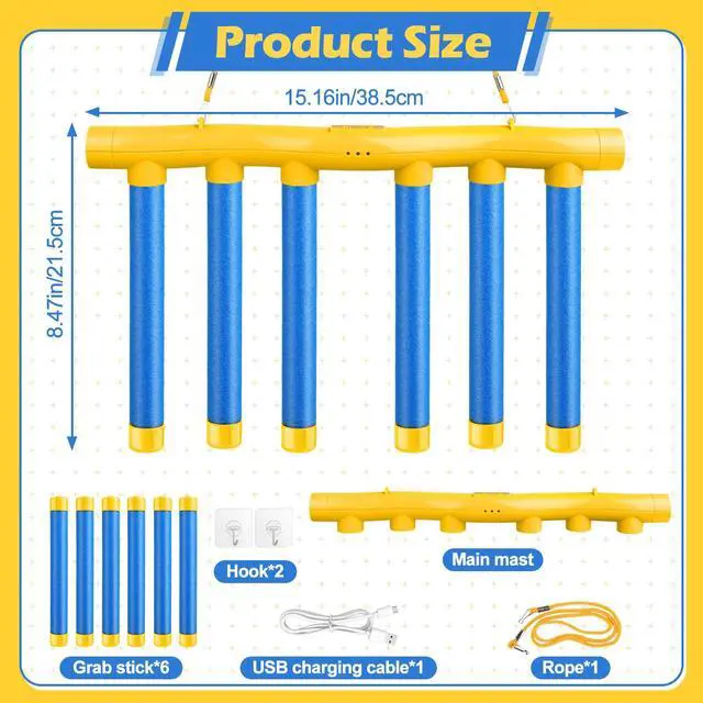 Alt view image 2 of 7 - Reflective Drop Stick Challenge Game - Hand-Eye Coordination Reflex Trainer with 3 Speed Modes - Fun Catching Sticks Game for All Ages (Blue)