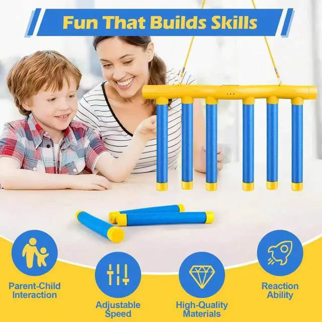 Alt view image 4 of 7 - Reflective Drop Stick Challenge Game - Hand-Eye Coordination Reflex Trainer with 3 Speed Modes - Fun Catching Sticks Game for All Ages (Blue)