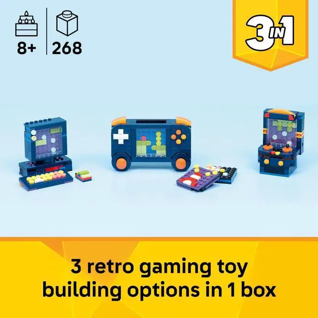 Alt view image 2 of 6 - Creator 3 in 1 Retro Gaming Console Building Toy for Boys & Girls - Kids Build a Console, Mini Arcade Game, or Mini Computer - Gift Idea for Gaming Fans, Ages 8+ - 31380