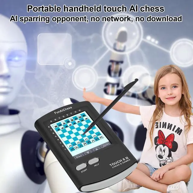 Alt view image 2 of 7 - Handheld Electronic Chess Board 8 in 1 Touch Chess Computer Game Portable Electronic Chess Set for Adults, Kids,and Beginners Learn and Travel with Stylus Large LCD Display Gift(Black)
