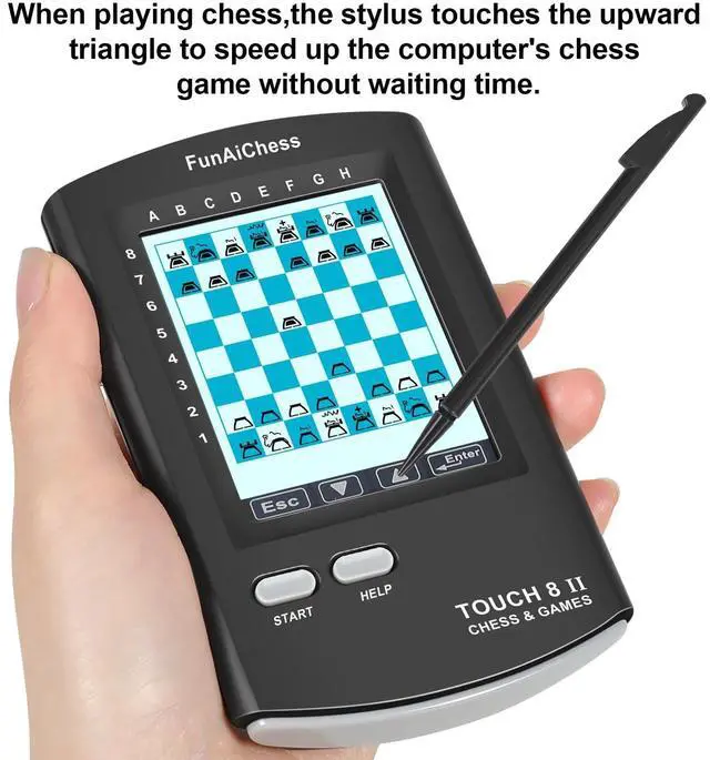 Alt view image 3 of 7 - Handheld Electronic Chess Board 8 in 1 Touch Chess Computer Game Portable Electronic Chess Set for Adults, Kids,and Beginners Learn and Travel with Stylus Large LCD Display Gift(Black)