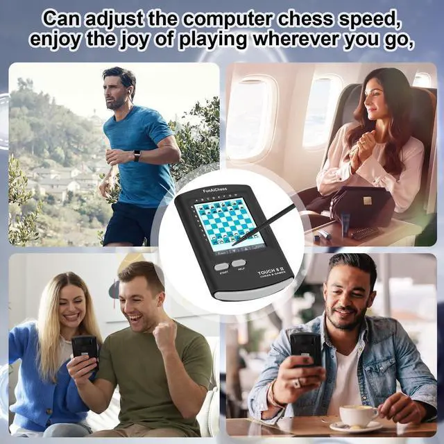 Alt view image 5 of 7 - Handheld Electronic Chess Board 8 in 1 Touch Chess Computer Game Portable Electronic Chess Set for Adults, Kids,and Beginners Learn and Travel with Stylus Large LCD Display Gift(Black)