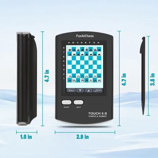 Alt view image 6 of 7 - Handheld Electronic Chess Board 8 in 1 Touch Chess Computer Game Portable Electronic Chess Set for Adults, Kids,and Beginners Learn and Travel with Stylus Large LCD Display Gift(Black)