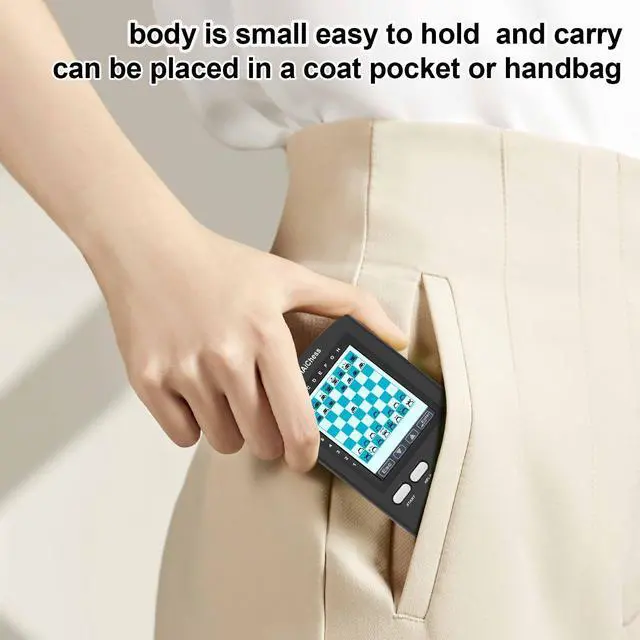 Alt view image 4 of 7 - Handheld Electronic Chess Board 8 in 1 Touch Chess Computer Game Portable Electronic Chess Set for Adults, Kids,and Beginners Learn and Travel with Stylus Large LCD Display Gift(Black)