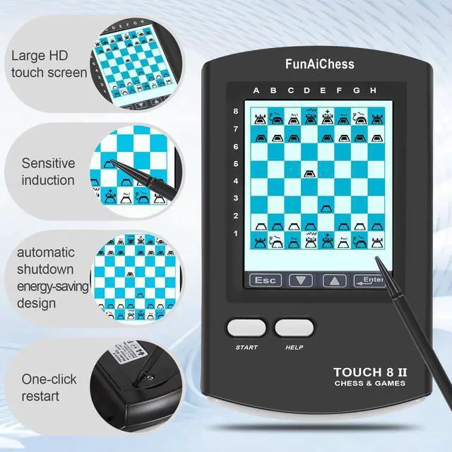 Alt view image 7 of 7 - Handheld Electronic Chess Board 8 in 1 Touch Chess Computer Game Portable Electronic Chess Set for Adults, Kids,and Beginners Learn and Travel with Stylus Large LCD Display Gift(Black)