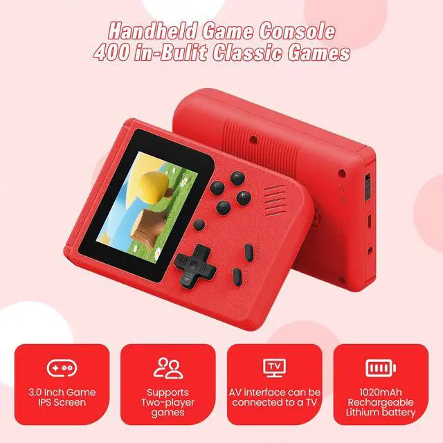 Alt view image 2 of 7 - Handheld Game Console Pre-Installed 400 Video Games Portable Retro Console