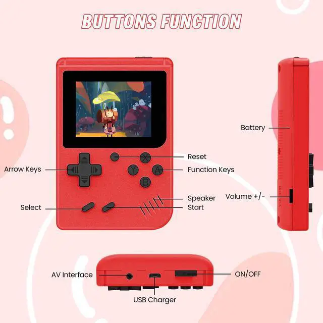 Alt view image 6 of 7 - Handheld Game Console Pre-Installed 400 Video Games Portable Retro Console