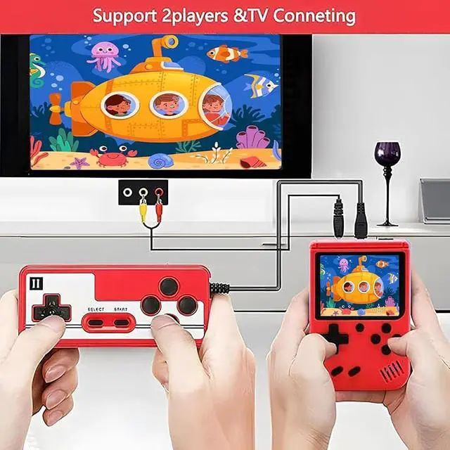 Alt view image 3 of 6 - Handheld Game Console,Portable Gaming System with 400+ Classic Games,3.0" LCD Screen,Retro Game Console Support TV Connection & 2 Players for Kids Adults