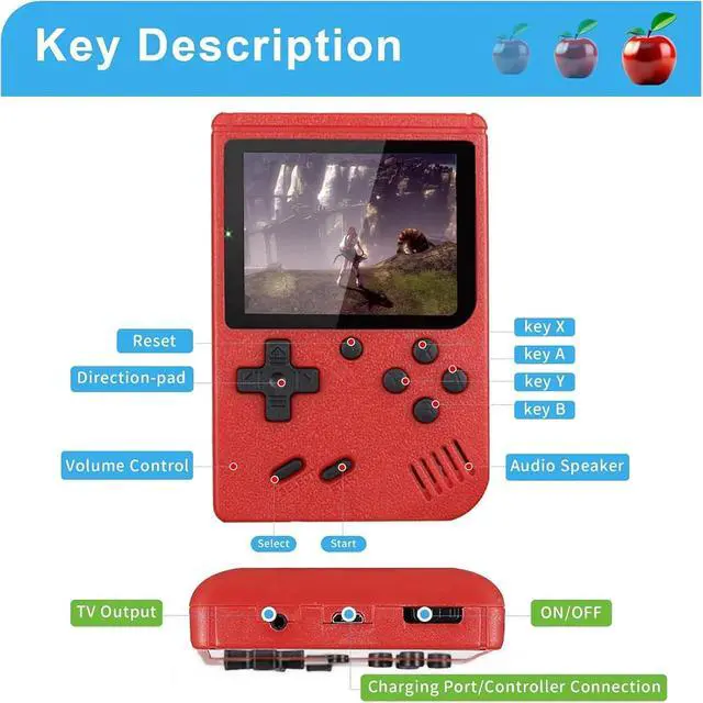 Alt view image 4 of 6 - Handheld Game Console,Portable Gaming System with 400+ Classic Games,3.0" LCD Screen,Retro Game Console Support TV Connection & 2 Players for Kids Adults