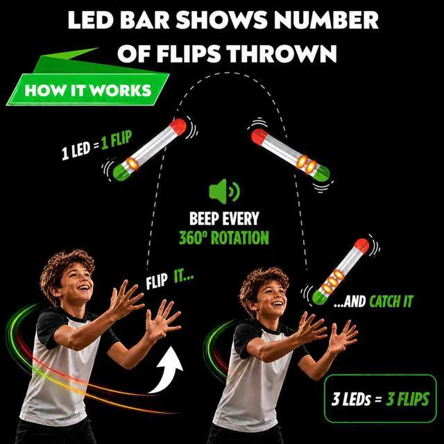 Alt view image 2 of 7 - How Many Flips can You Throw? | Electronic Flip Challenge Game | Auto-Counting Skill Toy for Kids, Teens & Adults | 10 Games Each with a High Score to Beat | Fun Gift & Party Game Ages 8+