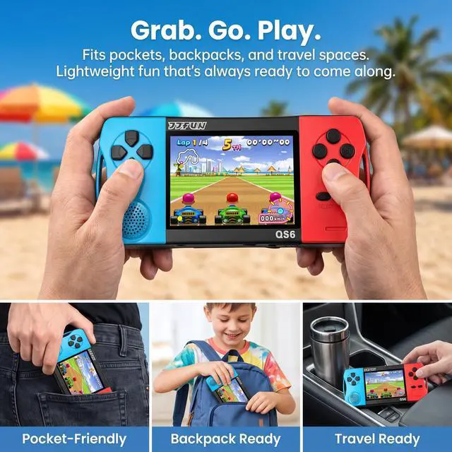 Alt view image 3 of 7 - Handheld Games for Kids with 3.5" IPS Large Screen Built-in 216 Retro Video Games Portable Gaming Player with Rechargeable Battery Mini Arcade Electronic Toy Gifts for Boys Girls (Blue+Red)