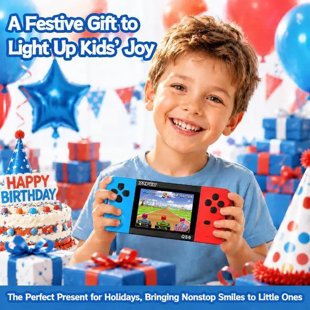 Alt view image 6 of 7 - Handheld Games for Kids with 3.5" IPS Large Screen Built-in 216 Retro Video Games Portable Gaming Player with Rechargeable Battery Mini Arcade Electronic Toy Gifts for Boys Girls (Blue+Red)