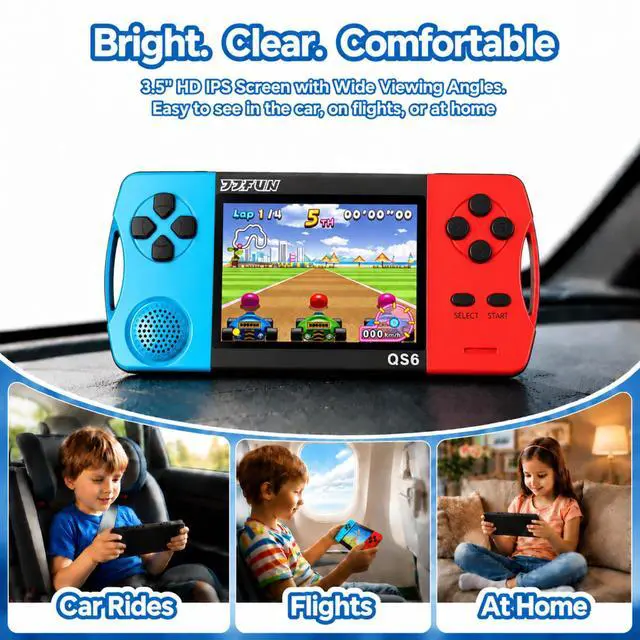 Alt view image 5 of 7 - Handheld Games for Kids with 3.5" IPS Large Screen Built-in 216 Retro Video Games Portable Gaming Player with Rechargeable Battery Mini Arcade Electronic Toy Gifts for Boys Girls (Blue+Red)