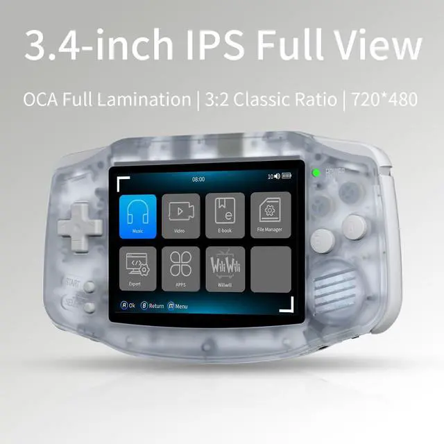 Alt view image 2 of 6 - Anbernic RG34XX Retro Handheld Game Console Linux 3.4 IPS 720*480 Screen 64G Card 5000+ Classic Games RG34XX H700 64-bit 3500mAh Battery Game Player Compatible with Bluetooth WiFi Glacier