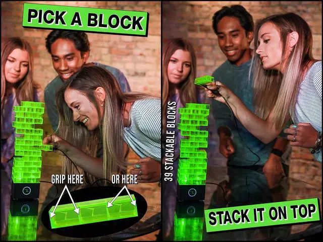 Alt view image 3 of 7 - ShiZap! Electric Shock Stacking Block Party Game with LED Music Base