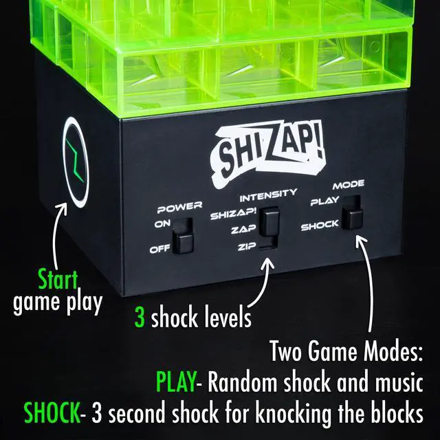 Alt view image 6 of 7 - ShiZap! Electric Shock Stacking Block Party Game with LED Music Base