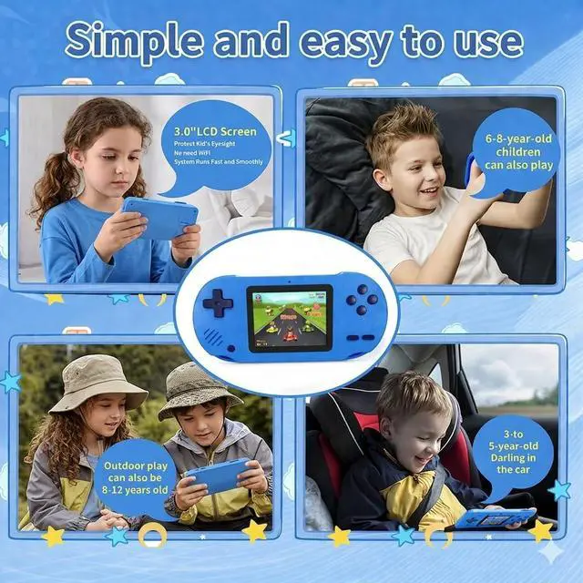 Alt view image 6 of 7 - Handheld Games for Kids, Built-in 300 Retro Handheld Video Games
